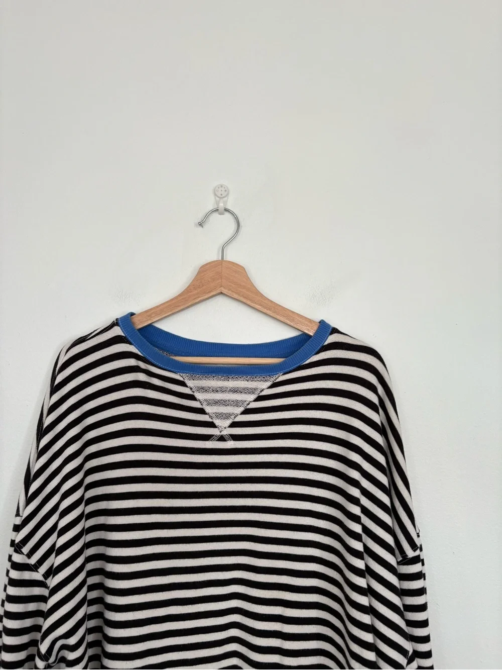 Free People || We the Free Classic Striped‎ Oversized Crewneck Sweatshirt Blue L